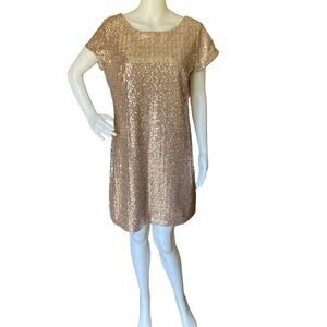 WHBM Sequin Sheath Dress Size Large Gold